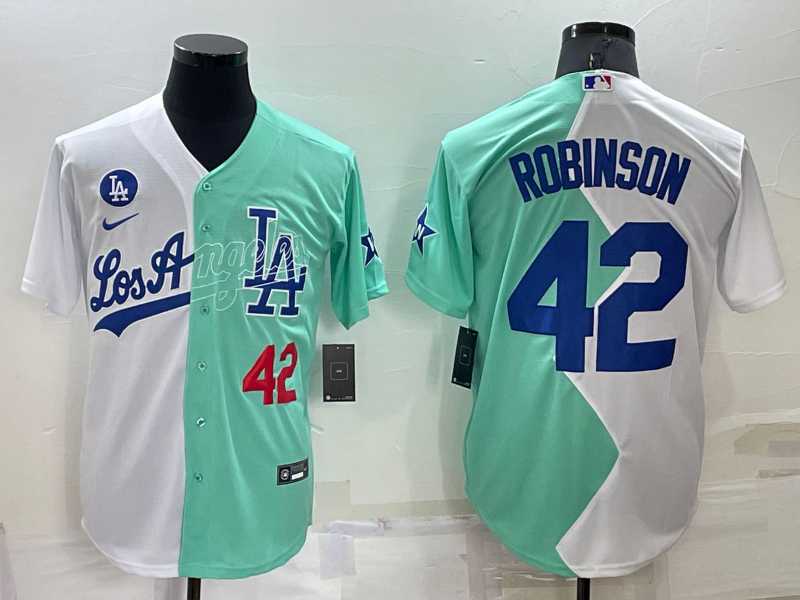 Los Angeles Dodgers42 Jackie Robinson White Green Number 2022 Celebrity Softball Game Cool Base Jersey,We sell and wholesale Los Angeles Dodgers42 Jackie Robinson White Green Number 2022 Celebrity Softball Game Cool Base Jersey on line form chian!